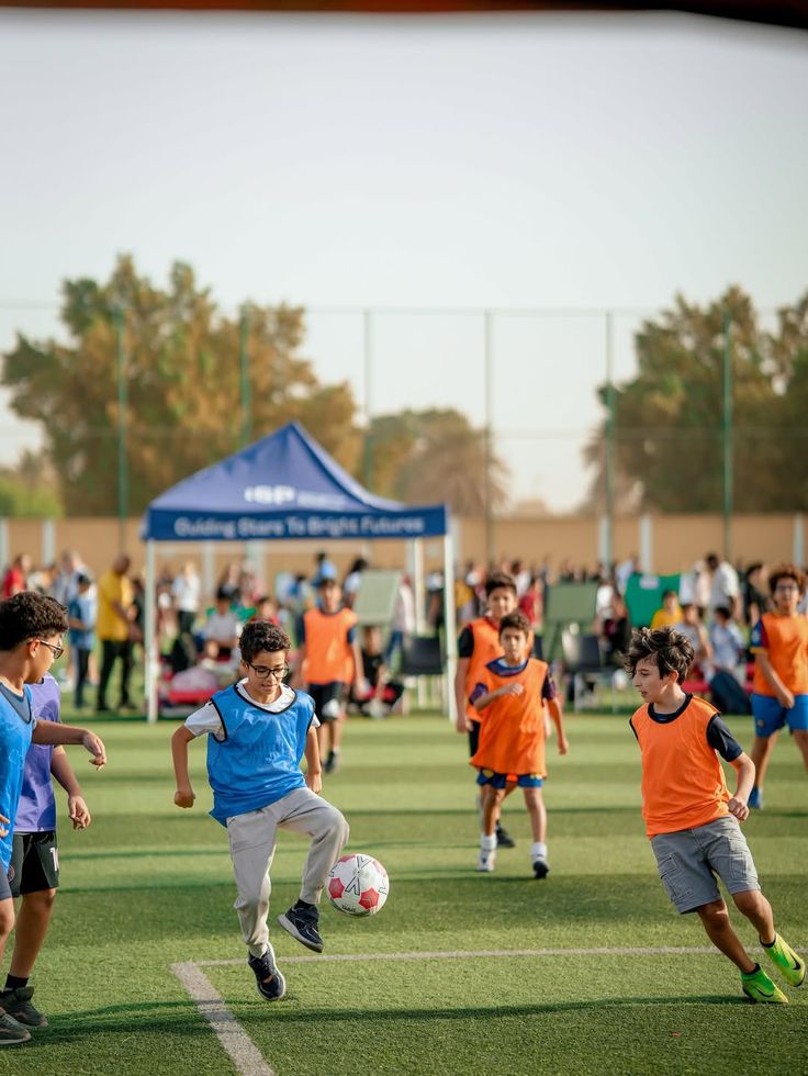 Students playing sports on field